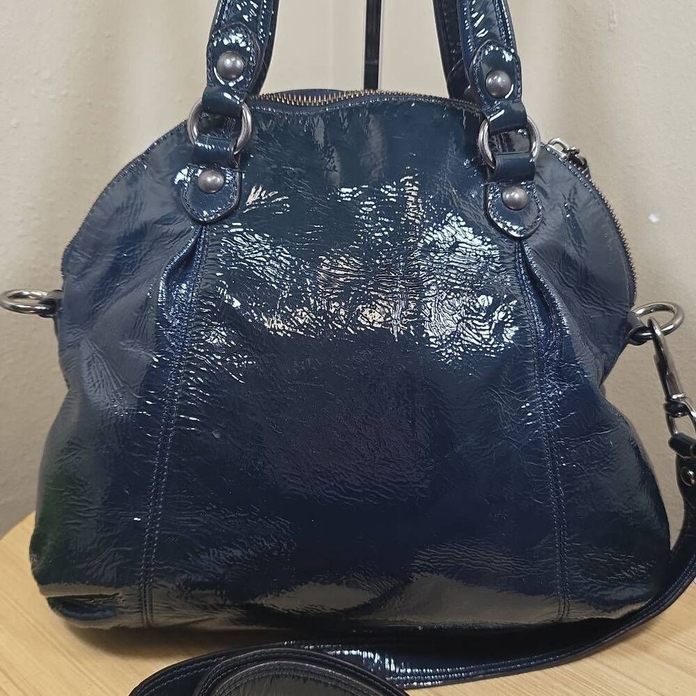 Coach Poppy Highlight Patent Leather Satchel & Wallet | Midnight Blue | Crossbod - Picture 5 of 16